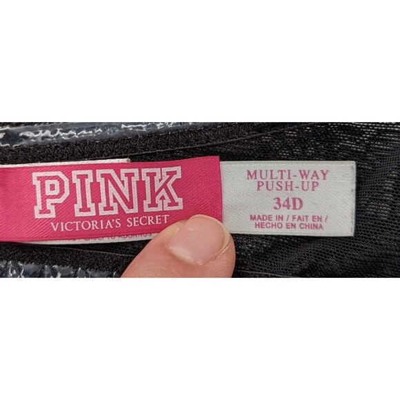 Victoria's Secret PINK Bra Women’s 34D Black Lace Push Up Multi-Way - Picture 4 of 4